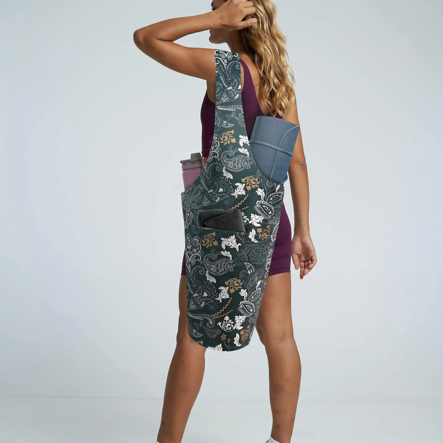 Yoga Mat Bag Yoga Tote Bag with Large Pocket and Zipper Pocket Yoga Mat Bag Carrier Fit Most Size Mats and All You Stuff