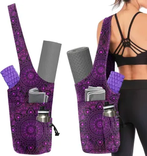 Yoga Mat Bags for Women Yoga Bags with Large Size Pocket and Zipper Pocket,Black and White Mandala- Yoga Bags and Carriers Fits All Your Stuff