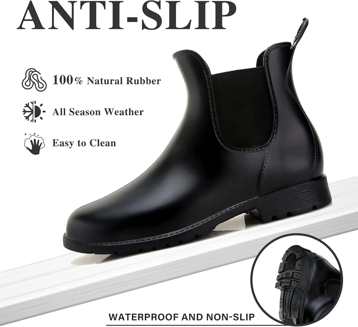 YorFotMae Ankle Rain Boots for Women, Comfort Waterproof Chelsea Rain Boots, Adjustable Rubber Short Rainboots Shoes, Adult Cute Lightweight Garden Boots for Outdoor