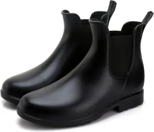 YorFotMae Ankle Rain Boots for Women, Comfort Waterproof Chelsea Rain Boots, Adjustable Rubber Short Rainboots Shoes, Adult Cute Lightweight Garden Boots for Outdoor