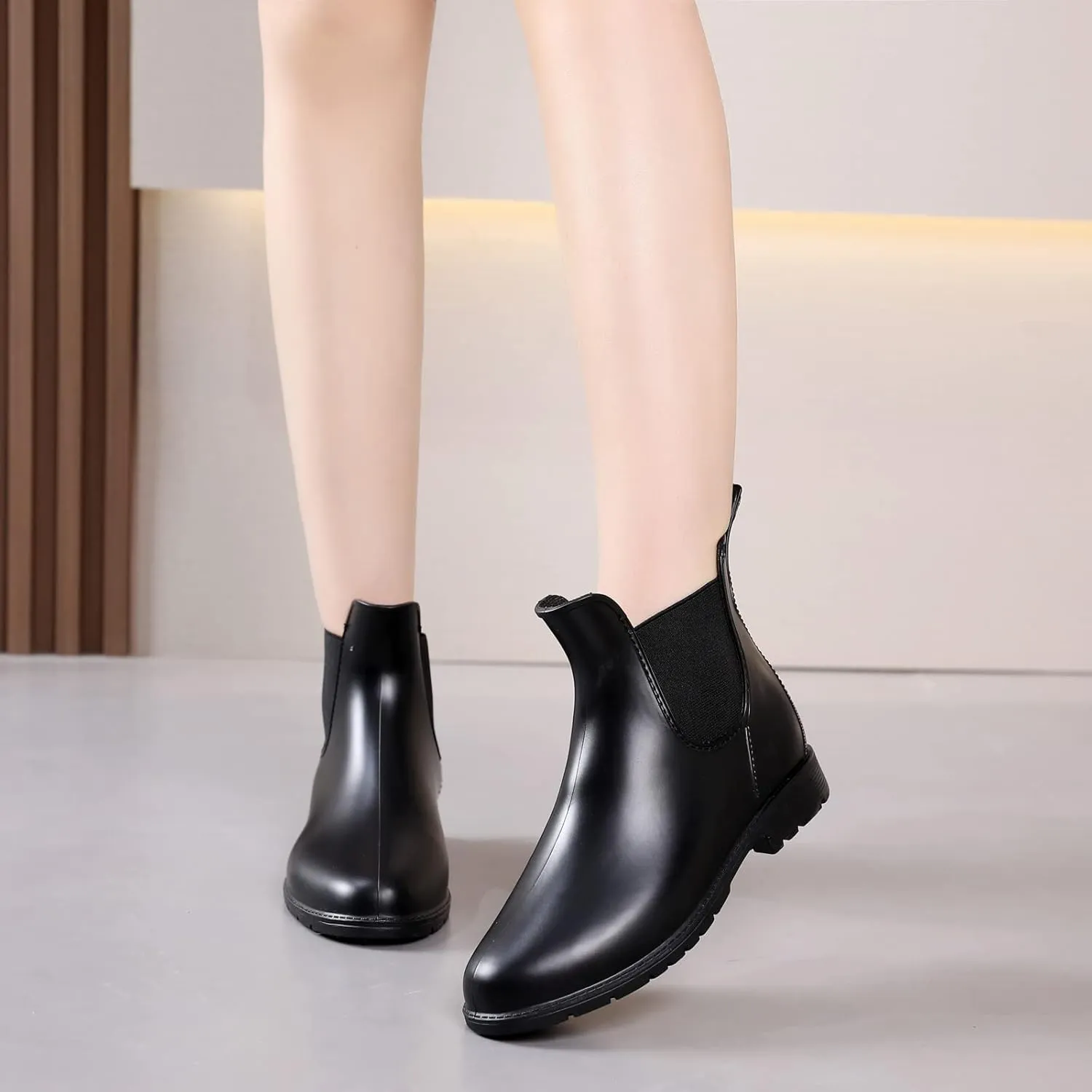 YorFotMae Ankle Rain Boots for Women, Comfort Waterproof Chelsea Rain Boots, Adjustable Rubber Short Rainboots Shoes, Adult Cute Lightweight Garden Boots for Outdoor