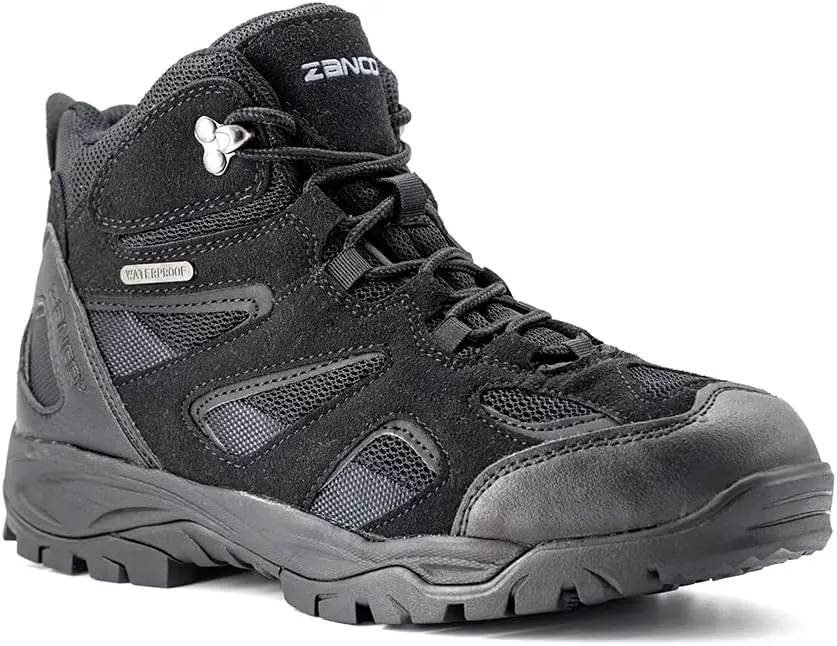 ZANCO MEN'S WATERPROOF MID-TOP HIKING BOOTS FOR OUTDOOR TREKKING CAMPING BACKPACKING