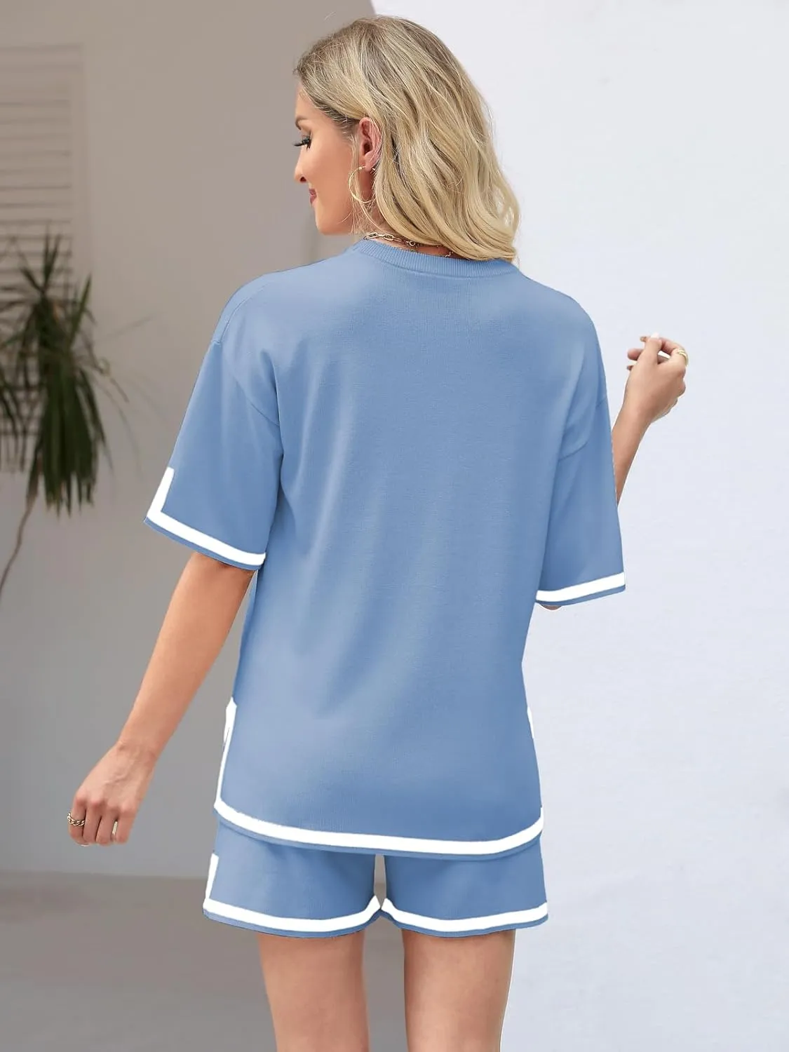 ZANZEA Lounge Sets for Women Shorts Pajama Set Short Sleeve Top and Shorts 2 Piece Outfits with Pockets