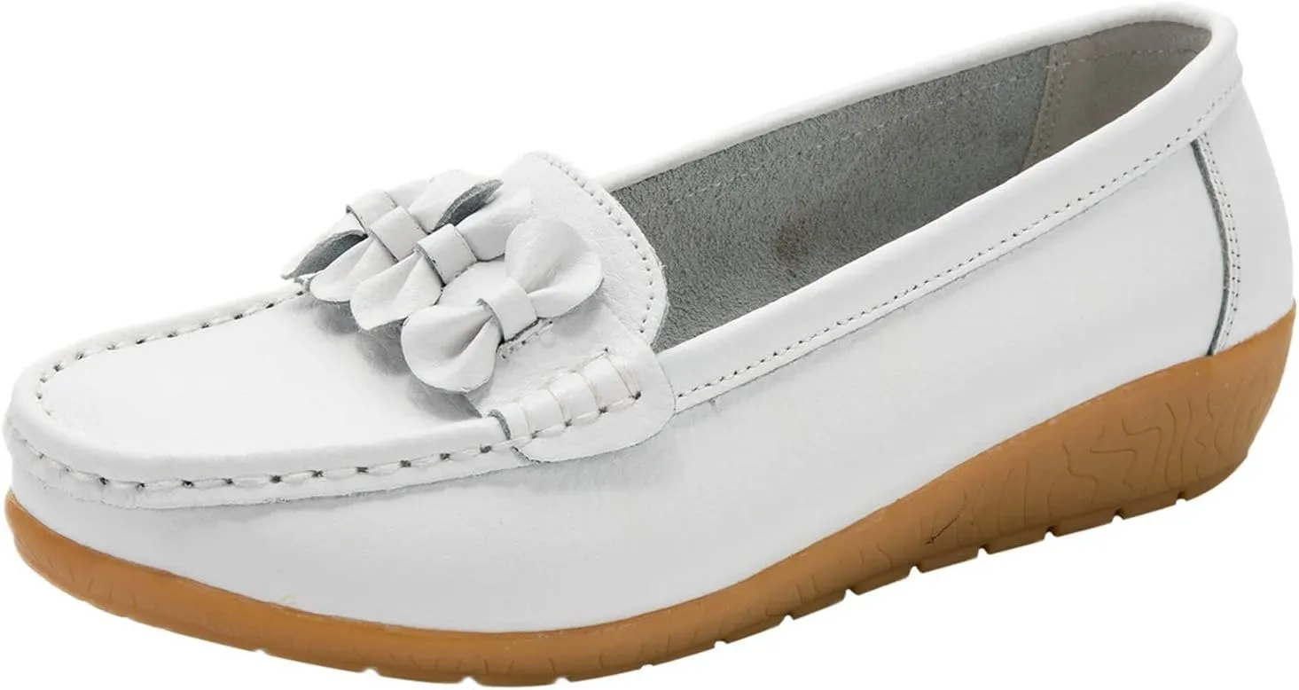 ZBYY Women's Casual Loafers Slip On Driving Loafers Comfortable Leather Outdoor Walking Flat Shoes Flat Boat Shoes