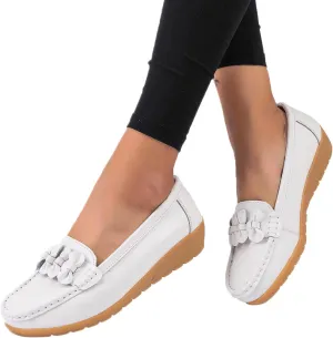ZBYY Women's Casual Loafers Slip On Driving Loafers Comfortable Leather Outdoor Walking Flat Shoes Flat Boat Shoes