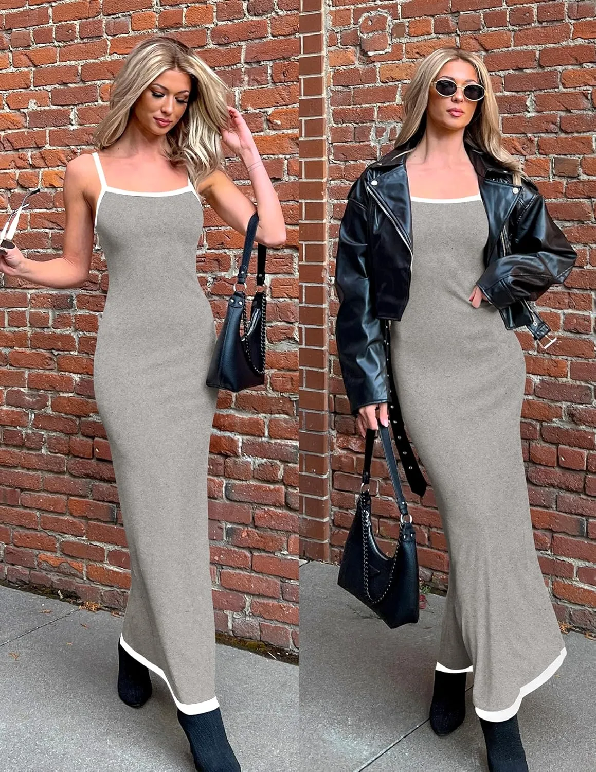 ZESICA Women's 2025 Summer Spaghetti Straps Maxi Dress Sleeveless Square Neck Lightweight Long Beach Dresses