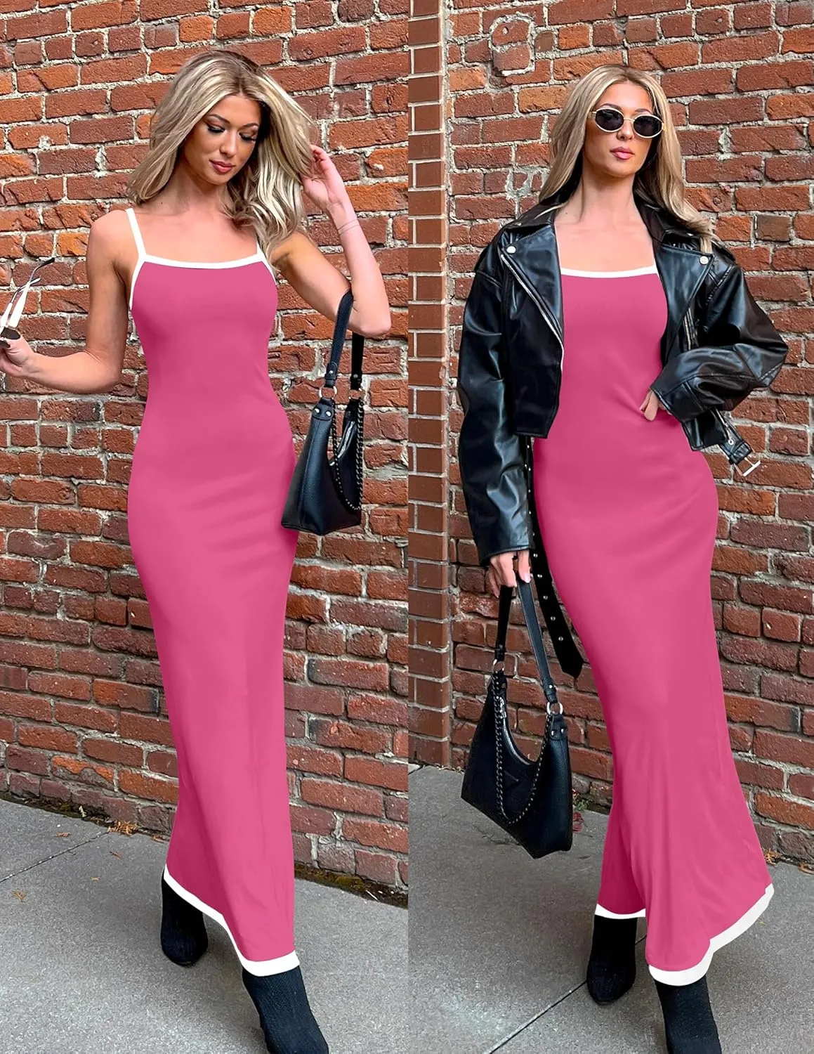 ZESICA Women's 2025 Summer Spaghetti Straps Maxi Dress Sleeveless Square Neck Lightweight Long Beach Dresses