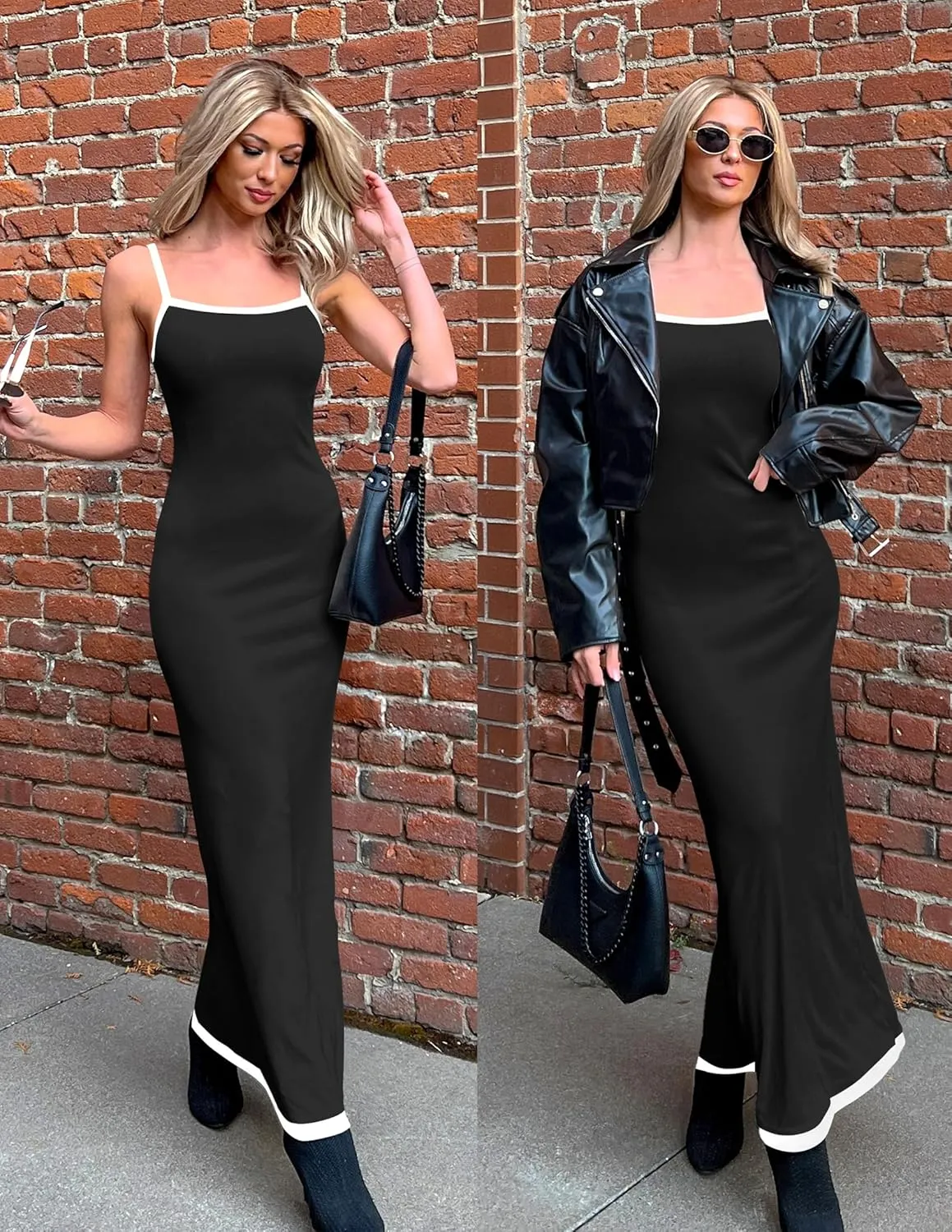 ZESICA Women's 2025 Summer Spaghetti Straps Maxi Dress Sleeveless Square Neck Lightweight Long Beach Dresses