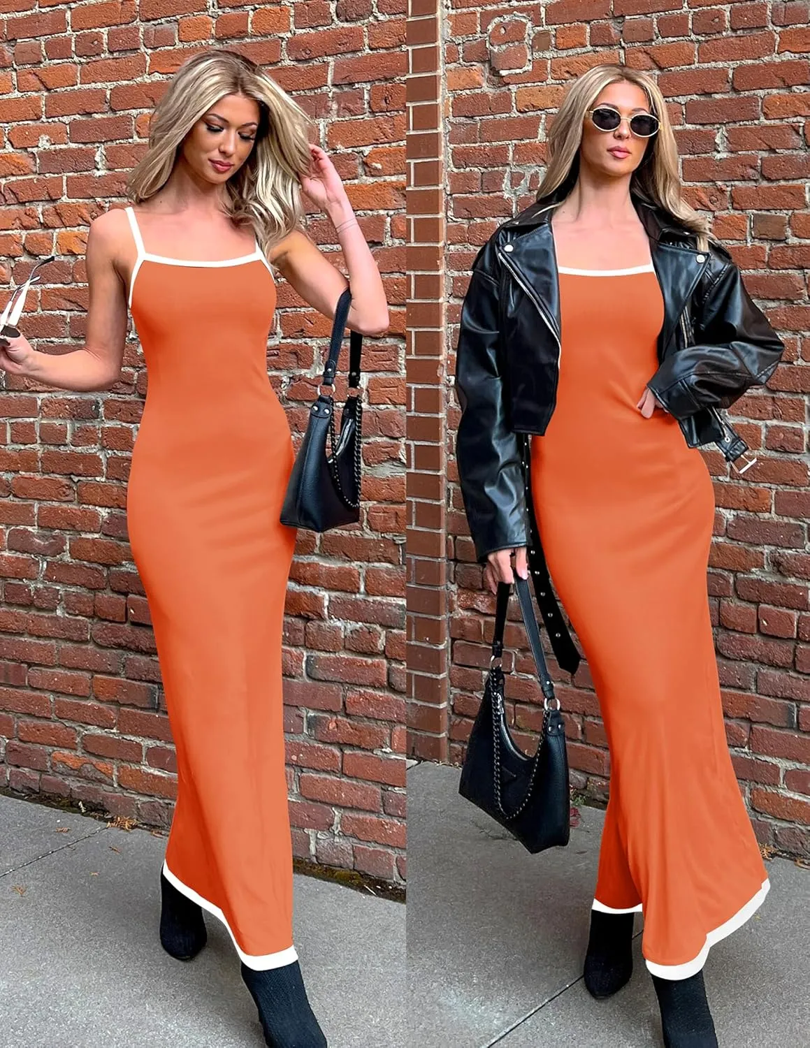 ZESICA Women's 2025 Summer Spaghetti Straps Maxi Dress Sleeveless Square Neck Lightweight Long Beach Dresses