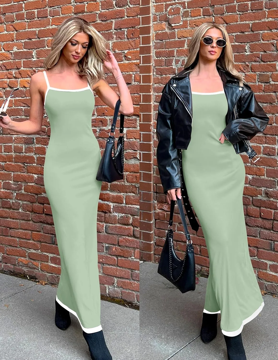 ZESICA Women's 2025 Summer Spaghetti Straps Maxi Dress Sleeveless Square Neck Lightweight Long Beach Dresses