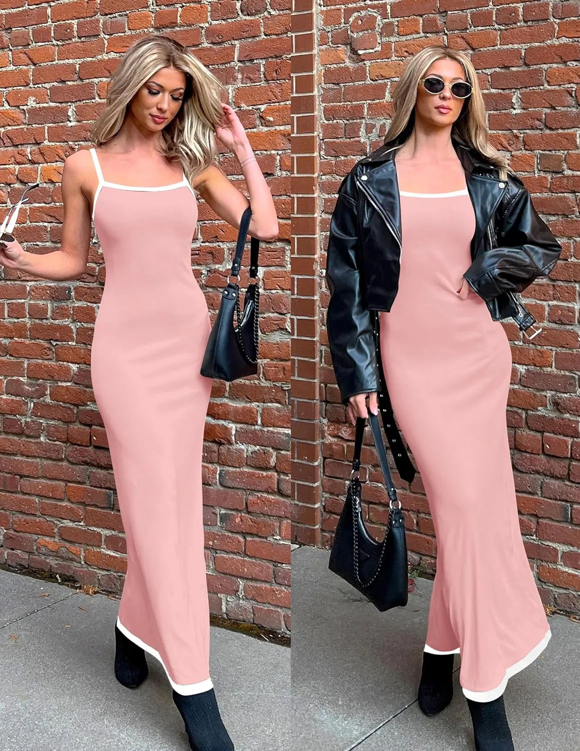 ZESICA Women's 2025 Summer Spaghetti Straps Maxi Dress Sleeveless Square Neck Lightweight Long Beach Dresses