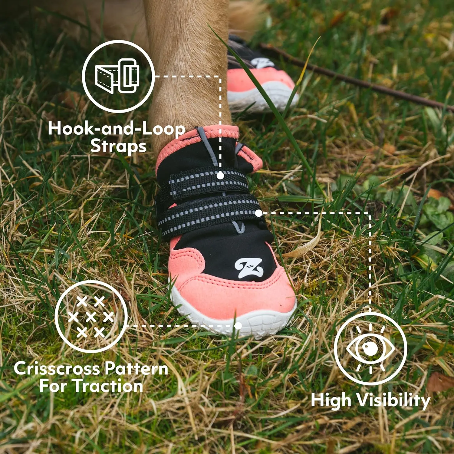 ZippyPaws Adventure Boots - Dog Shoes for Paw Protection from Hot and Cold, Dog Booties for Winter & Summer, Dog Shoes for Large & Small Dogs - Pink, S - Size 4